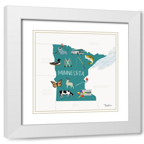 Minnesota White Modern Wood Framed Art Print with Double Matting by Louise, Gigi