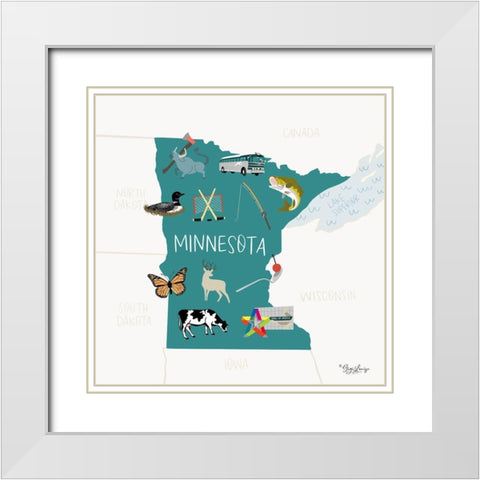 Minnesota White Modern Wood Framed Art Print with Double Matting by Louise, Gigi