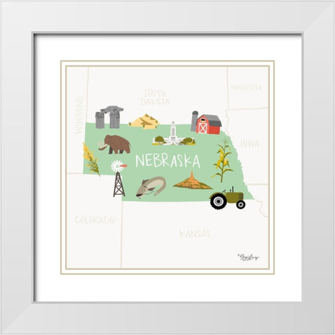 Nebraska White Modern Wood Framed Art Print with Double Matting by Louise, Gigi