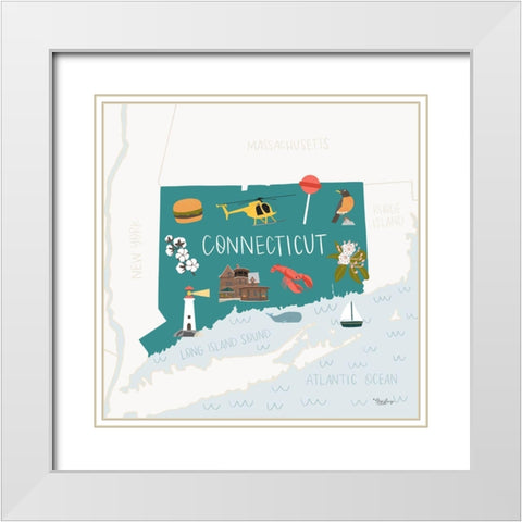 Connecticut White Modern Wood Framed Art Print with Double Matting by Louise, Gigi
