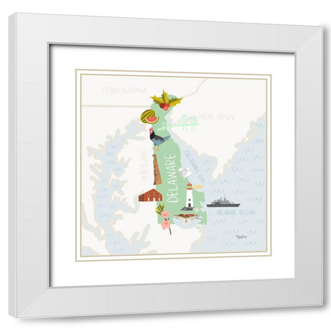Delaware White Modern Wood Framed Art Print with Double Matting by Louise, Gigi
