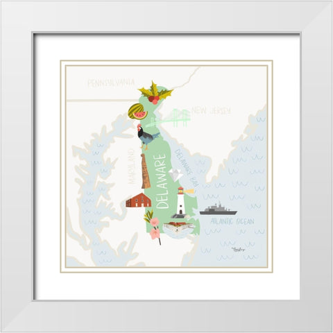 Delaware White Modern Wood Framed Art Print with Double Matting by Louise, Gigi