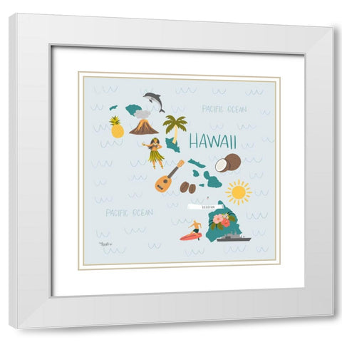 Hawaii White Modern Wood Framed Art Print with Double Matting by Louise, Gigi