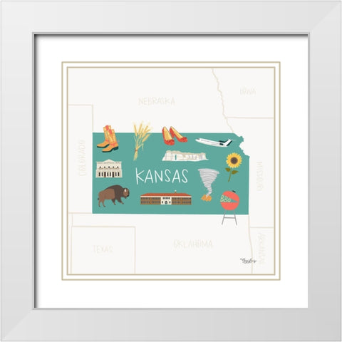 Kansas White Modern Wood Framed Art Print with Double Matting by Louise, Gigi