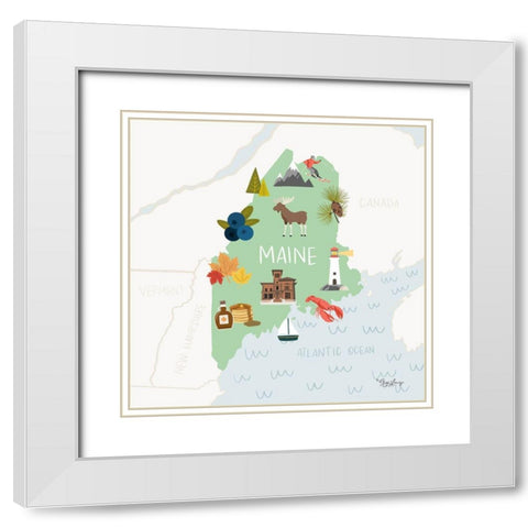 Maine White Modern Wood Framed Art Print with Double Matting by Louise, Gigi