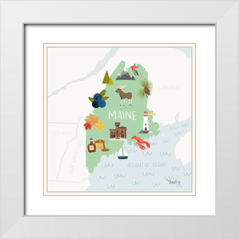 Maine White Modern Wood Framed Art Print with Double Matting by Louise, Gigi