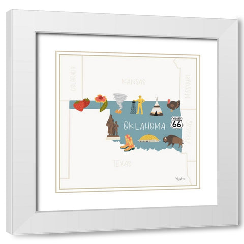 Oklahoma White Modern Wood Framed Art Print with Double Matting by Louise, Gigi