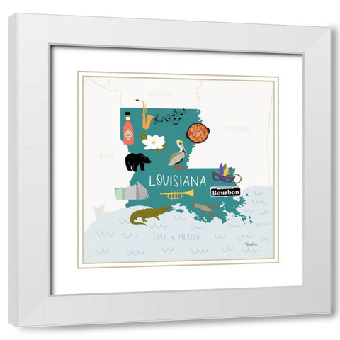 Louisiana White Modern Wood Framed Art Print with Double Matting by Louise, Gigi