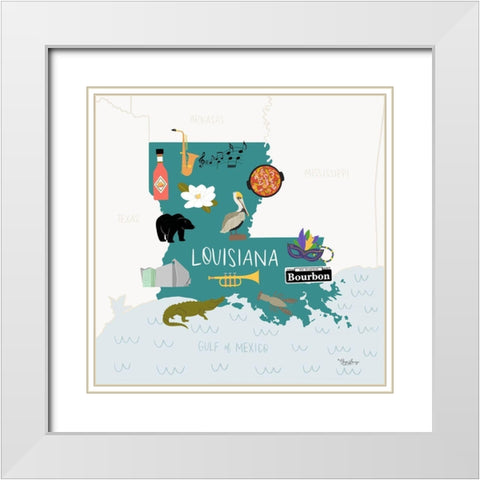 Louisiana White Modern Wood Framed Art Print with Double Matting by Louise, Gigi