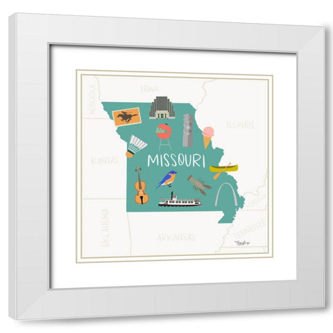 Missouri White Modern Wood Framed Art Print with Double Matting by Louise, Gigi
