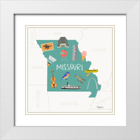 Missouri White Modern Wood Framed Art Print with Double Matting by Louise, Gigi