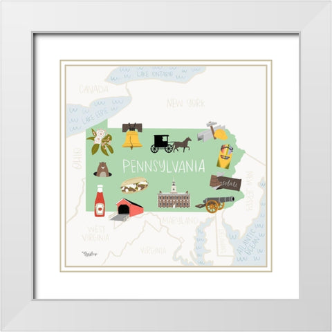 Pennsylvania White Modern Wood Framed Art Print with Double Matting by Louise, Gigi