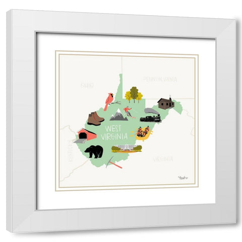 West Virginia White Modern Wood Framed Art Print with Double Matting by Louise, Gigi