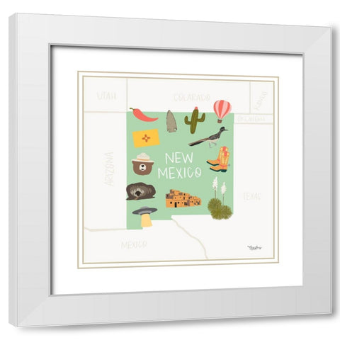 New Mexico White Modern Wood Framed Art Print with Double Matting by Louise, Gigi