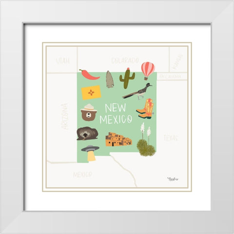 New Mexico White Modern Wood Framed Art Print with Double Matting by Louise, Gigi