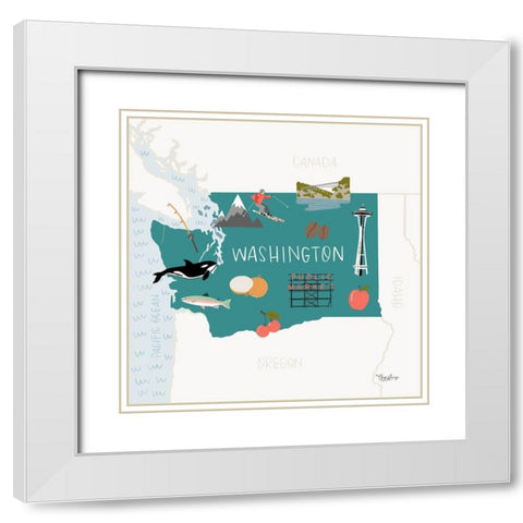 Washington White Modern Wood Framed Art Print with Double Matting by Louise, Gigi