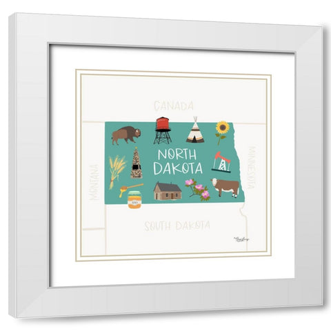 North Dakota White Modern Wood Framed Art Print with Double Matting by Louise, Gigi