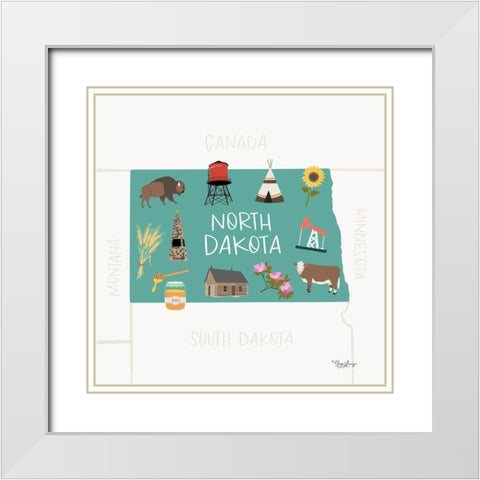 North Dakota White Modern Wood Framed Art Print with Double Matting by Louise, Gigi
