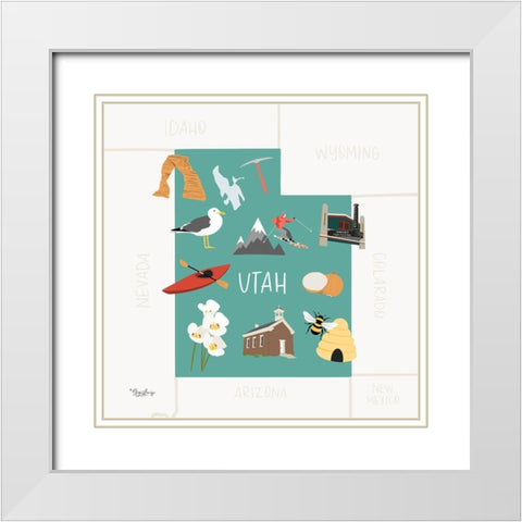 Utah White Modern Wood Framed Art Print with Double Matting by Louise, Gigi