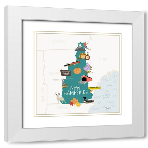 New Hampshire White Modern Wood Framed Art Print with Double Matting by Louise, Gigi