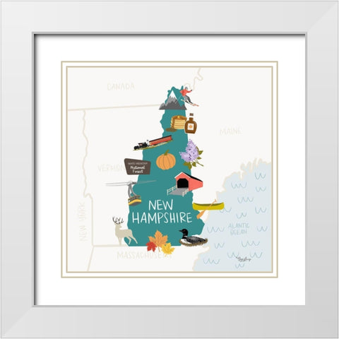 New Hampshire White Modern Wood Framed Art Print with Double Matting by Louise, Gigi