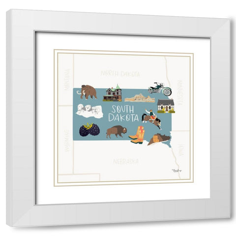 South Dakota White Modern Wood Framed Art Print with Double Matting by Louise, Gigi