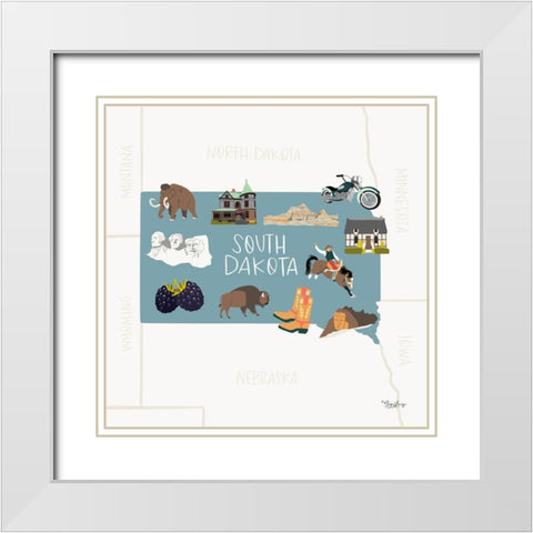South Dakota White Modern Wood Framed Art Print with Double Matting by Louise, Gigi