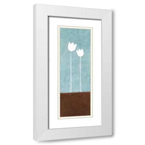 2 Tulips White Modern Wood Framed Art Print with Double Matting by Emery, Kristin