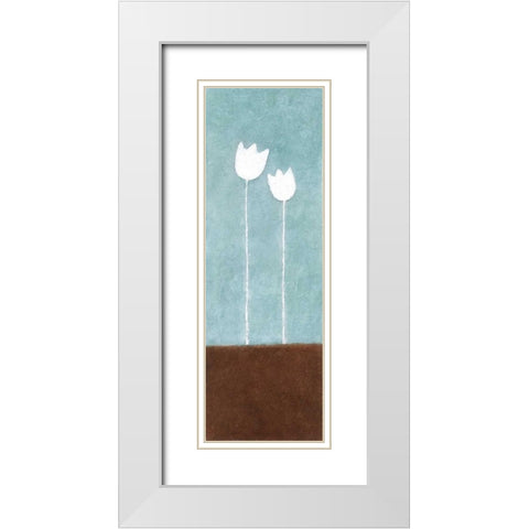 2 Tulips White Modern Wood Framed Art Print with Double Matting by Emery, Kristin