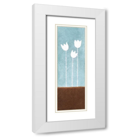 3 Tulips White Modern Wood Framed Art Print with Double Matting by Emery, Kristin