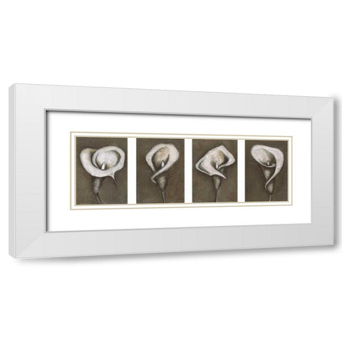 Flower Set White Modern Wood Framed Art Print with Double Matting by Emery, Kristin