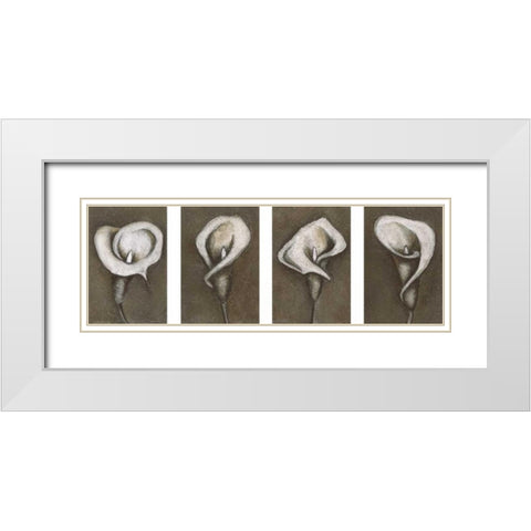 Flower Set White Modern Wood Framed Art Print with Double Matting by Emery, Kristin