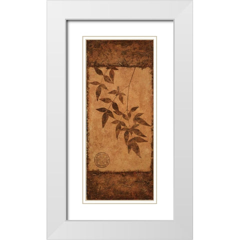 Vertical Leaves I White Modern Wood Framed Art Print with Double Matting by Emery, Kristin