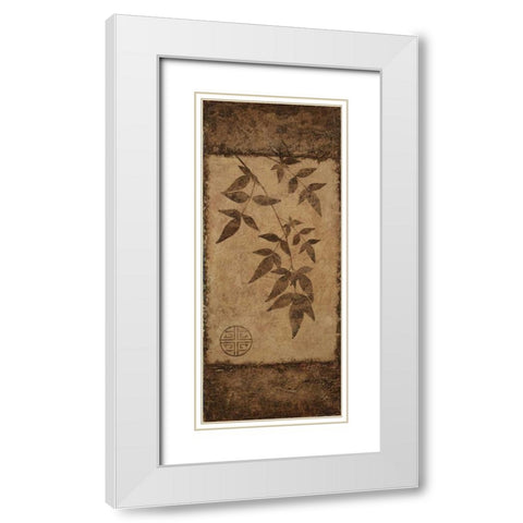 Leaves Choc Brown White Modern Wood Framed Art Print with Double Matting by Emery, Kristin