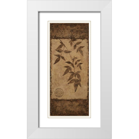 Leaves Choc Brown White Modern Wood Framed Art Print with Double Matting by Emery, Kristin