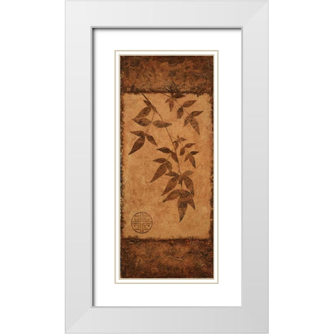 Vertical Leaves II White Modern Wood Framed Art Print with Double Matting by Emery, Kristin