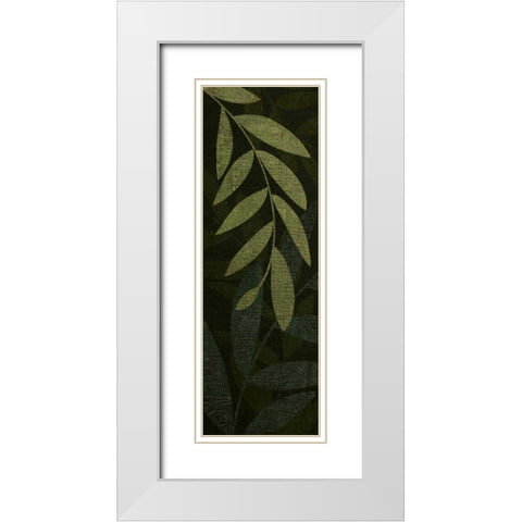 Dark Green Leaves White Modern Wood Framed Art Print with Double Matting by Emery, Kristin