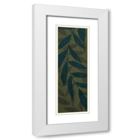 Medium Green Leaves White Modern Wood Framed Art Print with Double Matting by Emery, Kristin