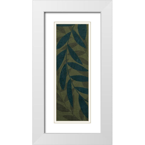 Medium Green Leaves White Modern Wood Framed Art Print with Double Matting by Emery, Kristin