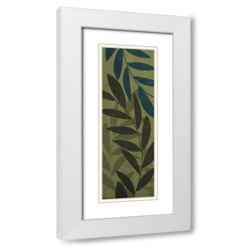 Light Green Leaves White Modern Wood Framed Art Print with Double Matting by Emery, Kristin
