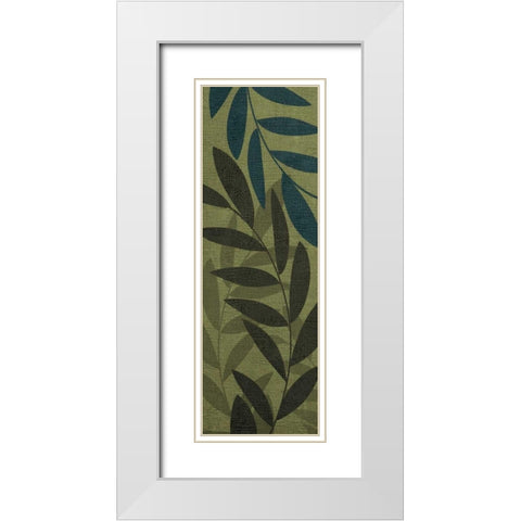 Light Green Leaves White Modern Wood Framed Art Print with Double Matting by Emery, Kristin