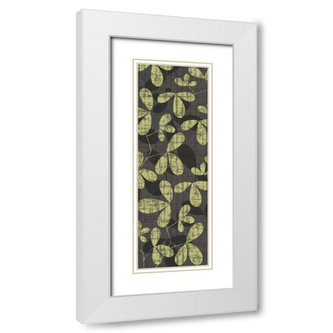 Green and Gray Leaves White Modern Wood Framed Art Print with Double Matting by Emery, Kristin