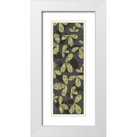 Green and Gray Leaves White Modern Wood Framed Art Print with Double Matting by Emery, Kristin