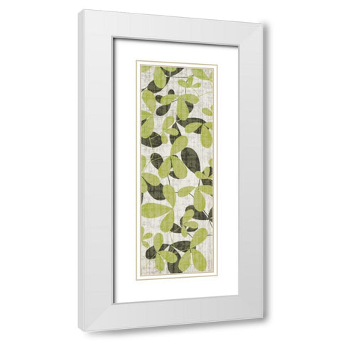 Cream Green Leaves White Modern Wood Framed Art Print with Double Matting by Emery, Kristin