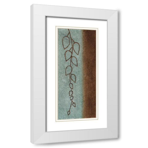 Cascading Leaves II White Modern Wood Framed Art Print with Double Matting by Emery, Kristin