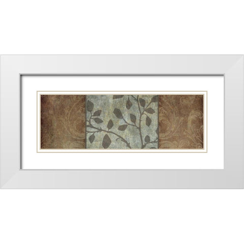 Rustic Leaves I White Modern Wood Framed Art Print with Double Matting by Emery, Kristin