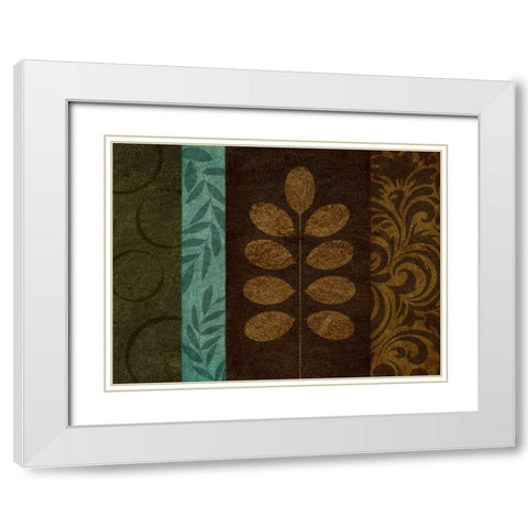 Pressed Leaves II White Modern Wood Framed Art Print with Double Matting by Emery, Kristin