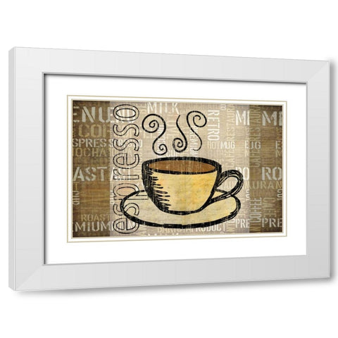 Coffee Mat 2 White Modern Wood Framed Art Print with Double Matting by Emery, Kristin