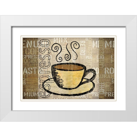 Coffee Mat 2 White Modern Wood Framed Art Print with Double Matting by Emery, Kristin