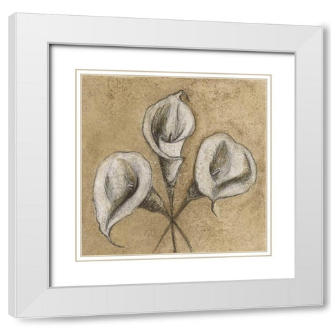 Calla Lily IV White Modern Wood Framed Art Print with Double Matting by Emery, Kristin